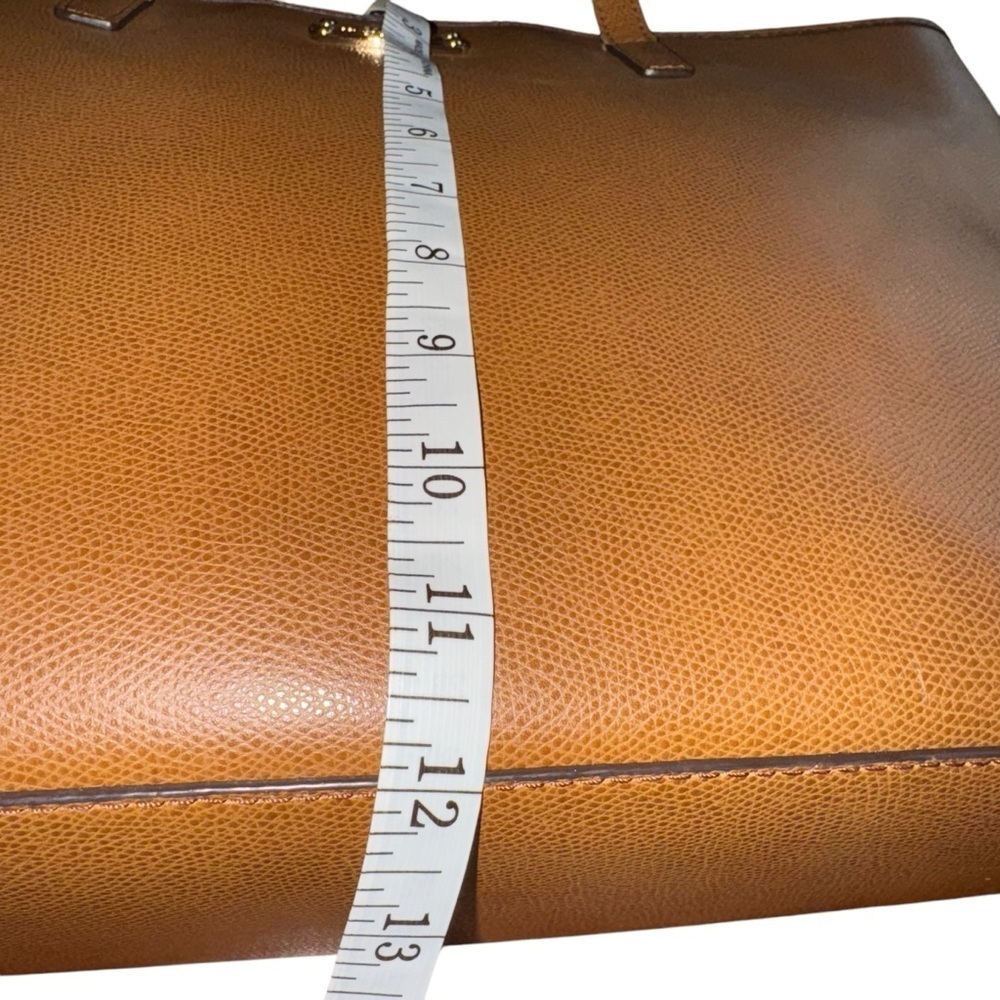 Michael Kors Travel Cognac Brown Gold Logo Purse Bag Satchel Handbag - Picture 12 of 13